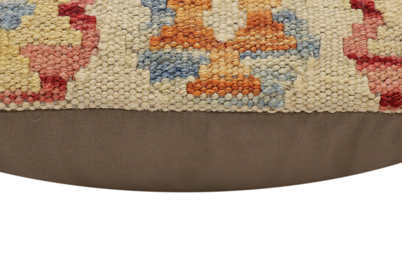 handmade Traditional Pillow Beige Rust Hand-Woven SQUARE 100% WOOL Hand woven turkish pillow2' x 2'