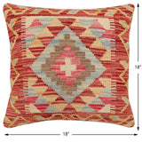 handmade Traditional Pillow Rust Beige Hand-Woven SQUARE 100% WOOL Hand woven turkish pillow2' x 2'