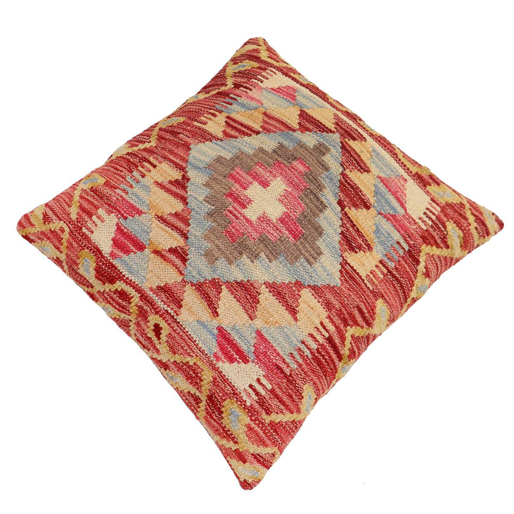 handmade Traditional Pillow Rust Beige Hand-Woven SQUARE 100% WOOL Hand woven turkish pillow2' x 2'