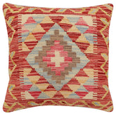 handmade Traditional Pillow Rust Beige Hand-Woven SQUARE 100% WOOL Hand woven turkish pillow2' x 2'