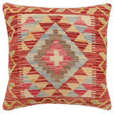 handmade Traditional Pillow Rust Beige Hand-Woven SQUARE 100% WOOL Hand woven turkish pillow2' x 2'