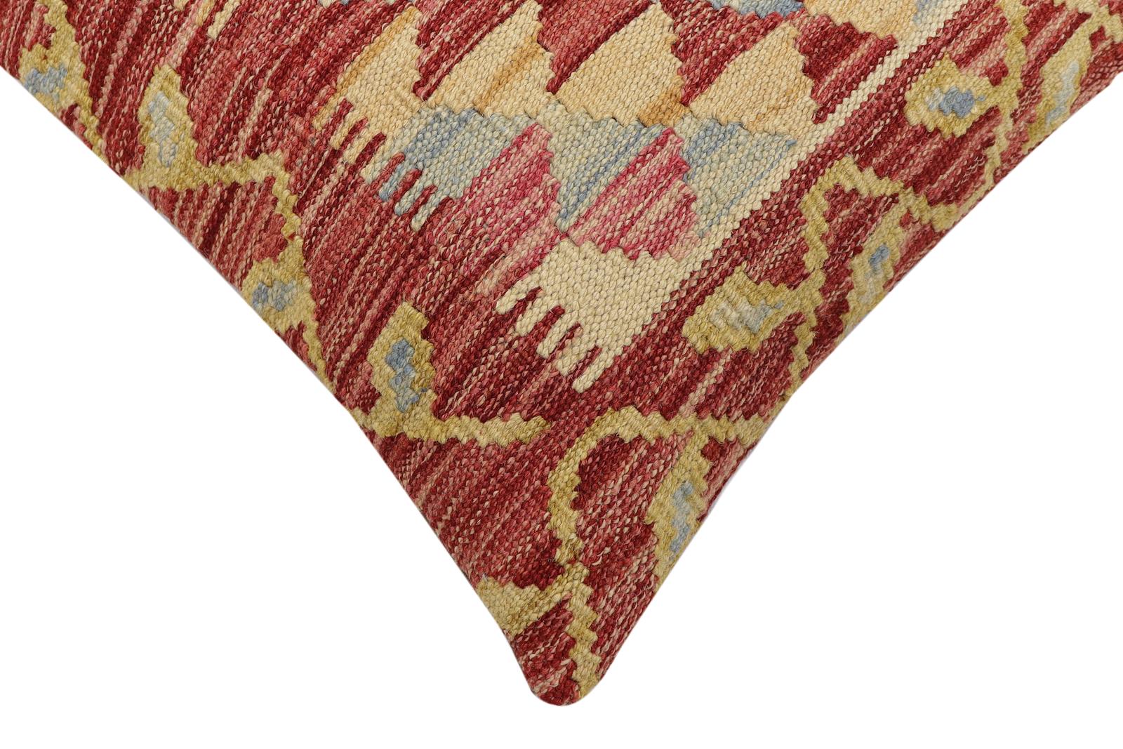 handmade Traditional Pillow Rust Beige Hand-Woven SQUARE 100% WOOL Hand woven turkish pillow2' x 2'