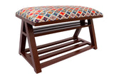 Boho Chic Casper Italian Velvet upholstered Handmade wood Storage Bench