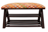 handmade Traditional Shoe Rack Rust Blue Hand-made RECTANGLE Vegetable dyed wool and wood