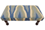 handmade Traditional Settees Blue Beige Hand-made RECTANGLE Vegetable dyed wool and wood
