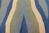 handmade Traditional Settees Blue Beige Hand-made RECTANGLE Vegetable dyed wool and wood