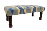 handmade Traditional Settees Blue Beige Hand-made RECTANGLE Vegetable dyed wool and wood