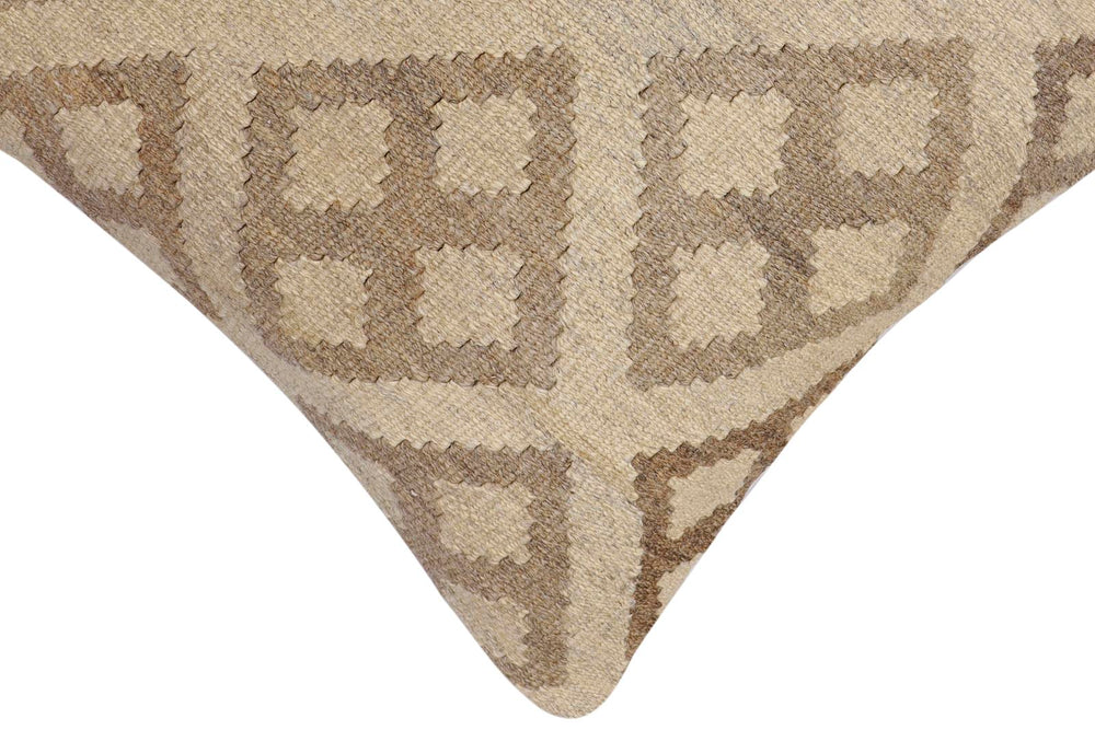 handmade Traditional Pillow Beige Tan Hand-Woven SQUARE 100% WOOL Hand woven turkish pillow2' x 2'