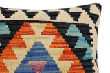 handmade Traditional Pillow Blue Rust Hand-Woven SQUARE 100% WOOL Hand woven turkish pillow2' x 2'