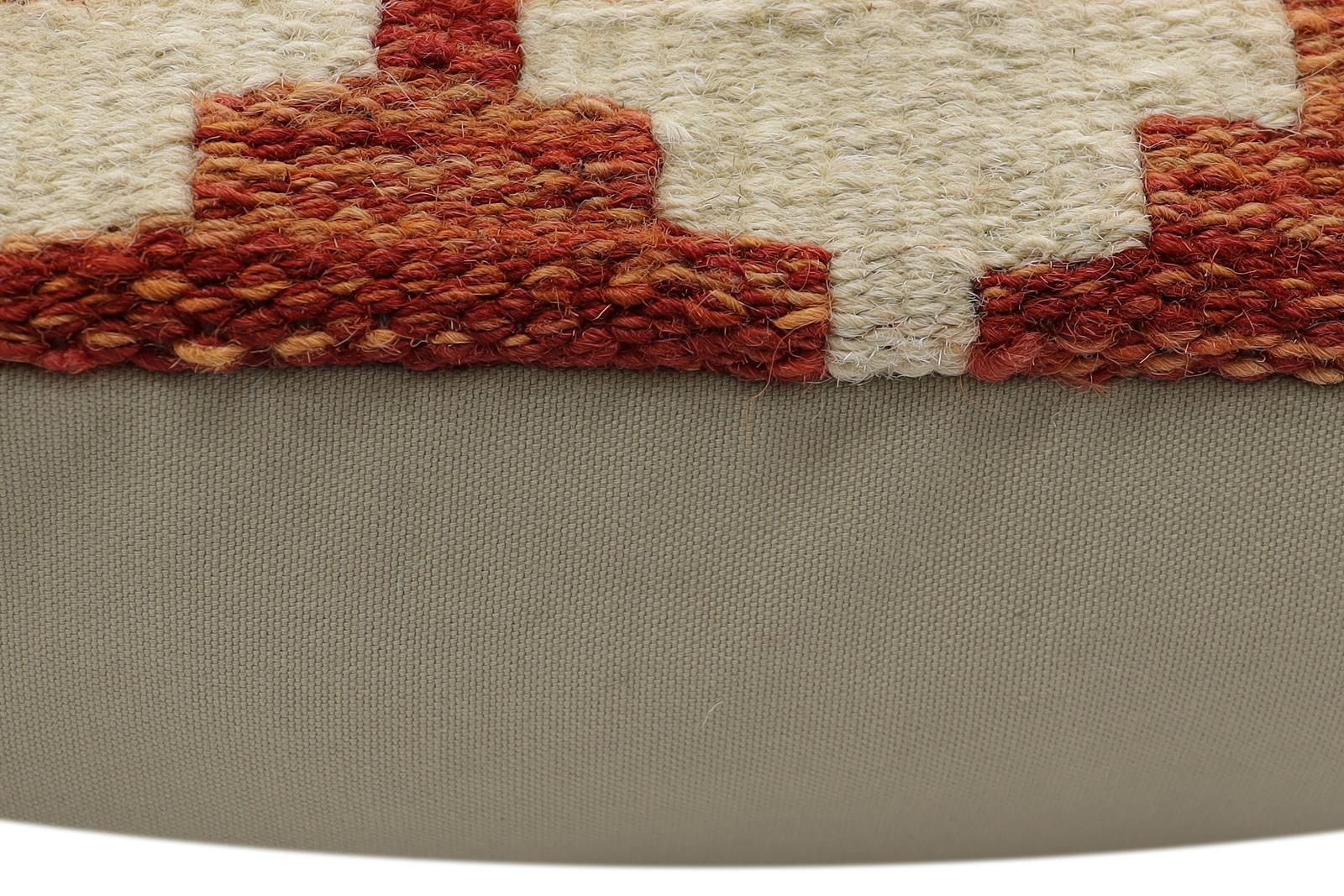 handmade Traditional Pillow Rust Blue Hand-Woven SQUARE 100% WOOL Hand woven turkish pillow2' x 2'