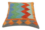 handmade Modern Pillow Rust Blue Hand-Woven SQUARE 100% WOOL  Hand woven turkish pillow  2 x 2