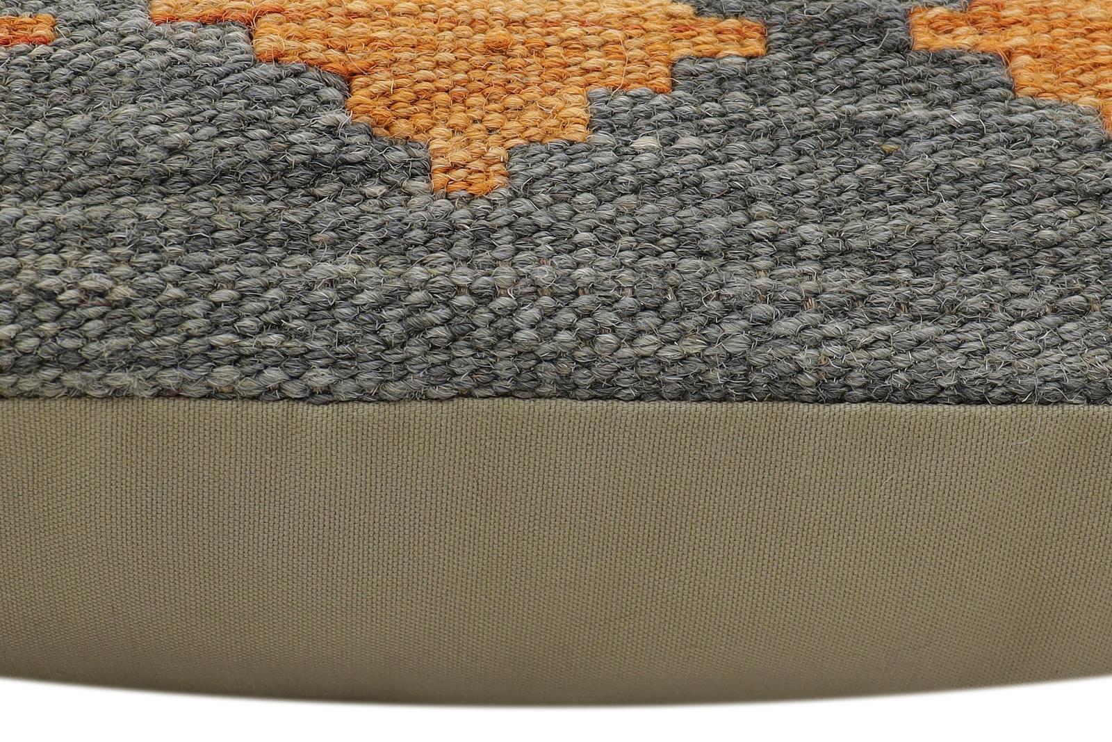 handmade Modern Pillow Rust Blue Hand-Woven SQUARE 100% WOOL  Hand woven turkish pillow  2 x 2