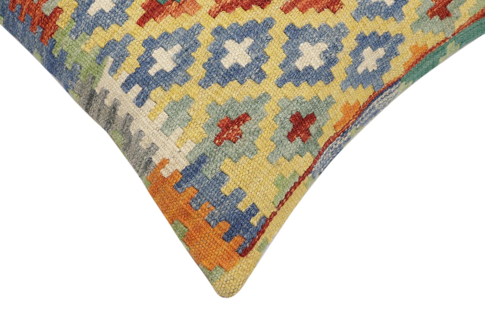 handmade Traditional Pillow Gold Rust Hand-Woven SQUARE 100% WOOL Hand woven turkish pillow2' x 2'