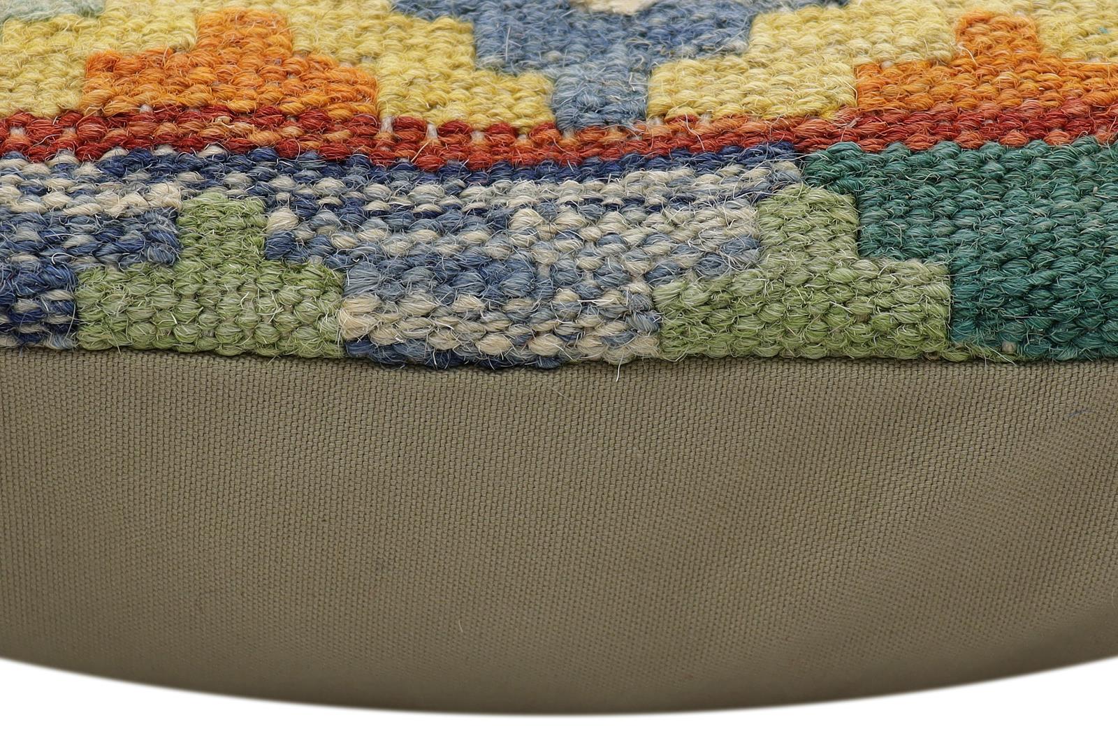 handmade Traditional Pillow Gold Rust Hand-Woven SQUARE 100% WOOL Hand woven turkish pillow2' x 2'