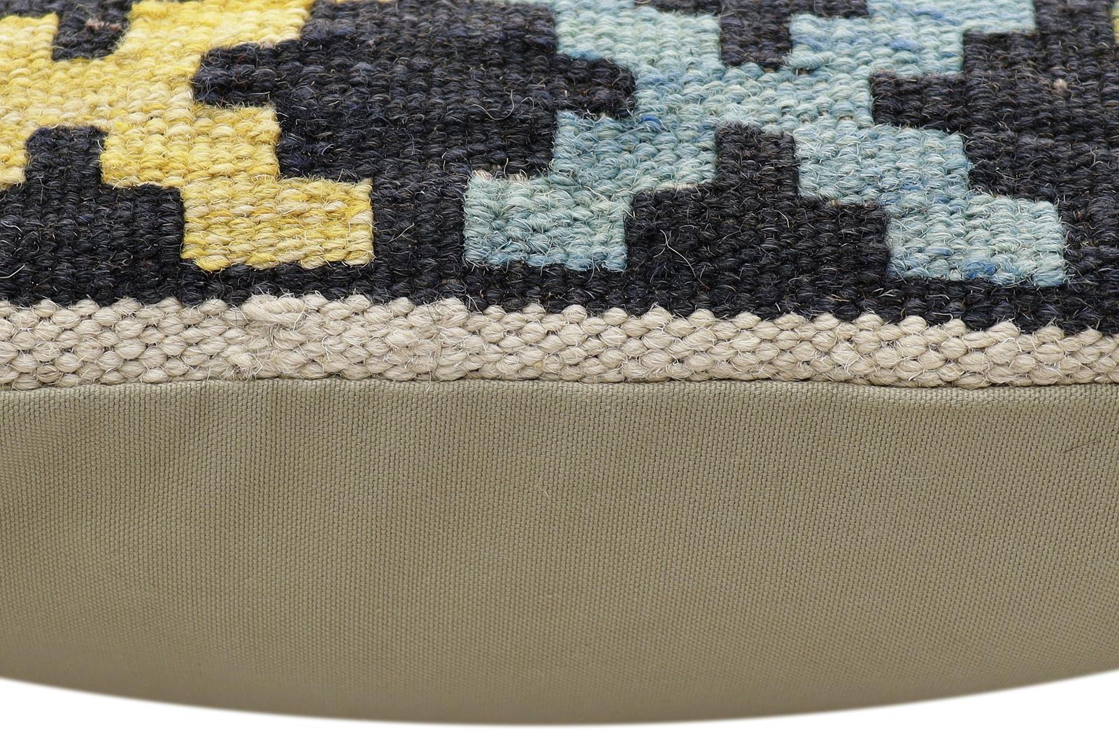 handmade Traditional Pillow Black Rust Hand-Woven SQUARE 100% WOOL Hand woven turkish pillow2' x 2'