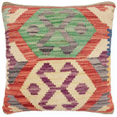 handmade Traditional Pillow Red Gray Hand-Woven SQUARE 100% WOOL Hand woven turkish pillow2 x 2