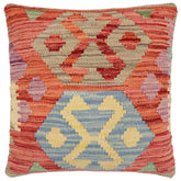 handmade Traditional Pillow Red Blue Hand-Woven SQUARE 100% WOOL Hand woven turkish pillow2 x 2