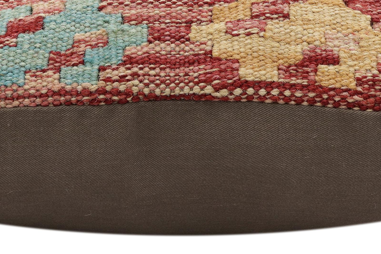 handmade Traditional Pillow Red Blue Hand-Woven SQUARE 100% WOOL Hand woven turkish pillow2' x 2'