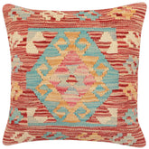 handmade Traditional Pillow Red Blue Hand-Woven SQUARE 100% WOOL Hand woven turkish pillow2 x 2