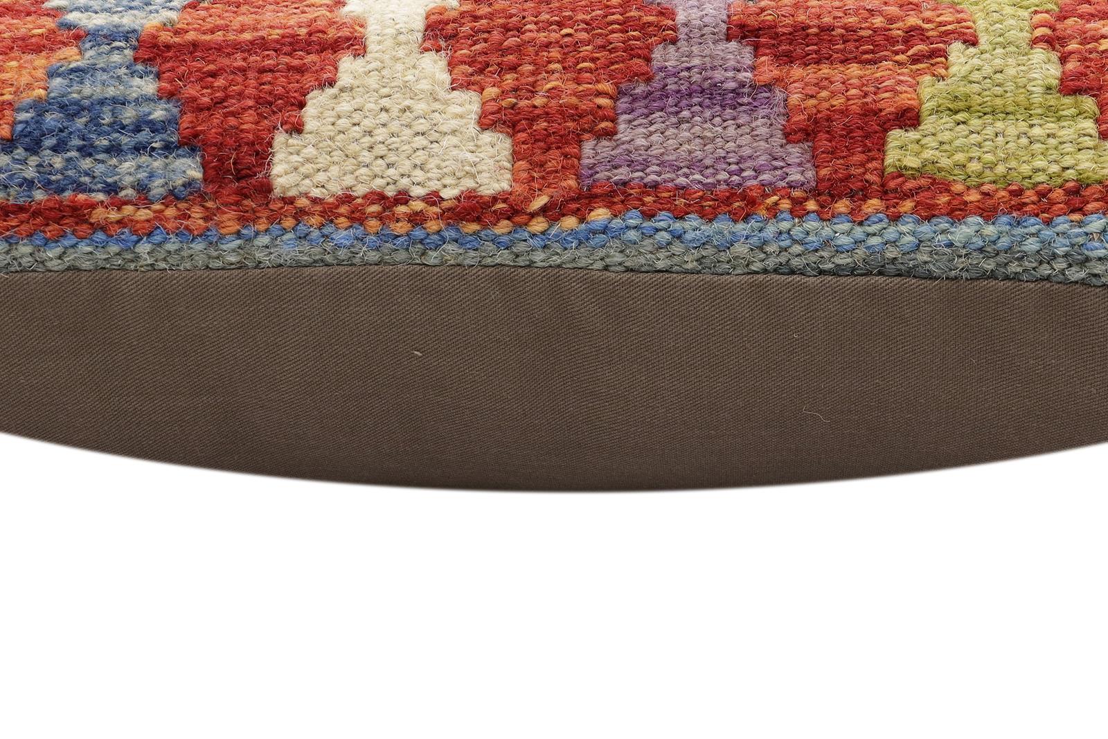 handmade Traditional Pillow Rust Blue Hand-Woven SQUARE 100% WOOL Hand woven turkish pillow2' x 2'