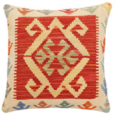 handmade Traditional Pillow Rust Beige Hand-Woven SQUARE 100% WOOL Hand woven turkish pillow2' x 2'