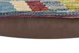 handmade Traditional Pillow Blue Rust Hand-Woven SQUARE 100% WOOL  Hand woven turkish pillow  2 x 2
