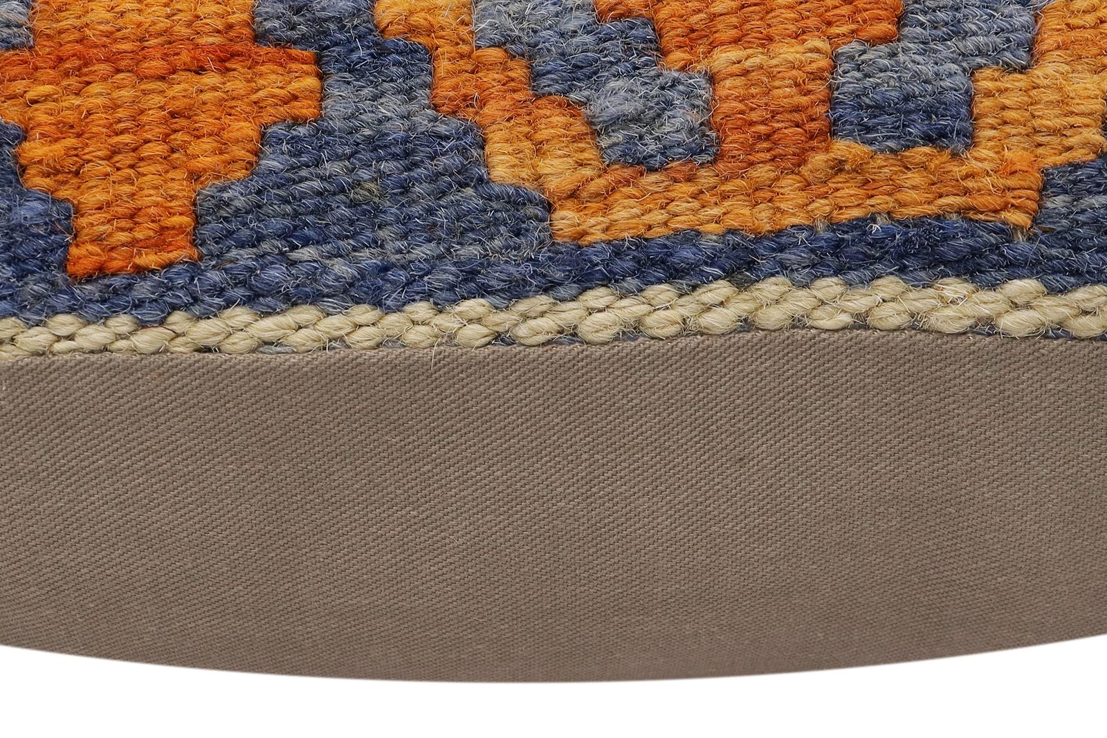 handmade Traditional Pillow Blue Rust Hand-Woven SQUARE 100% WOOL Hand woven turkish pillow2' x 2'