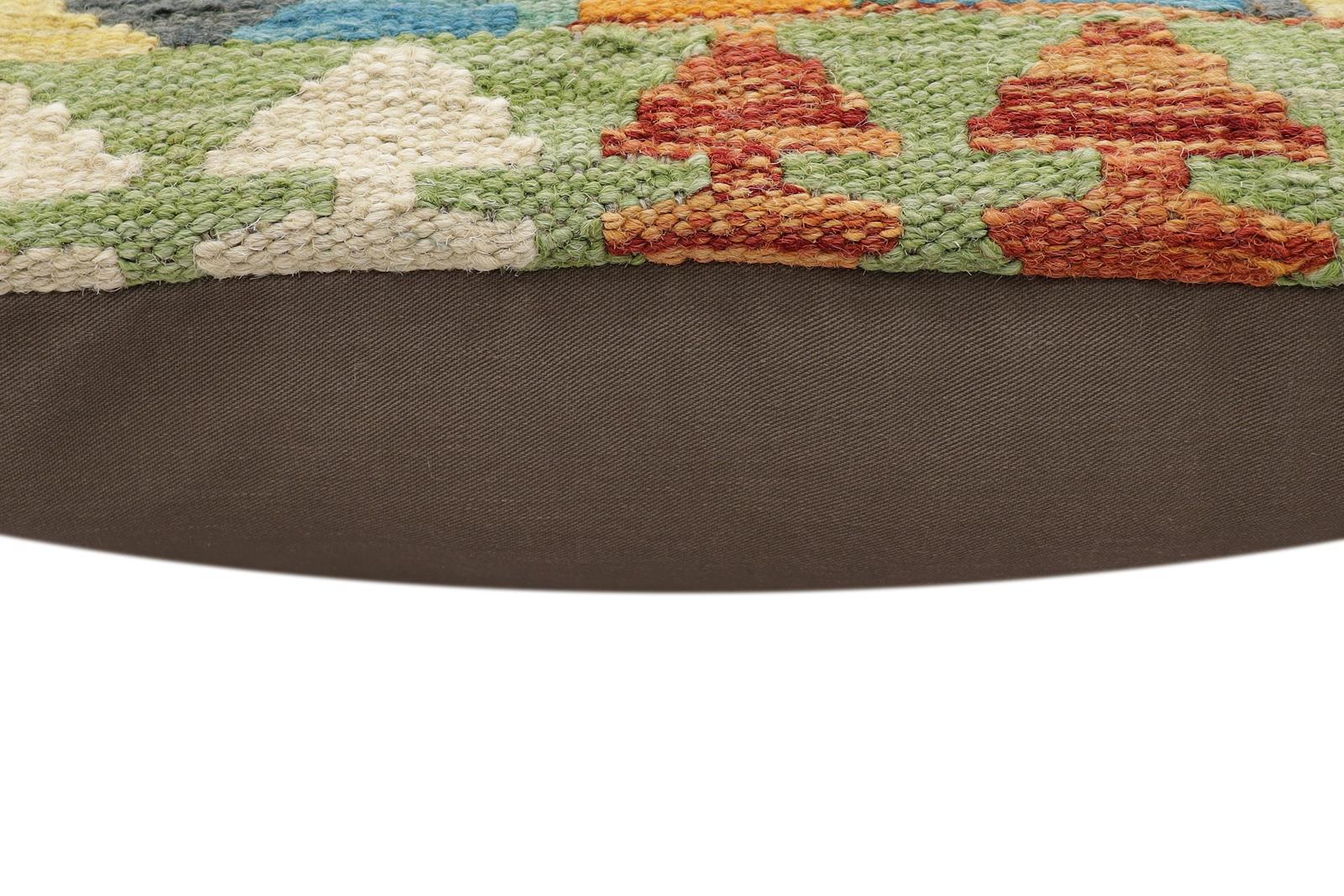 handmade Traditional Pillow Rust Blue Hand-Woven SQUARE 100% WOOL Hand woven turkish pillow2' x 2'