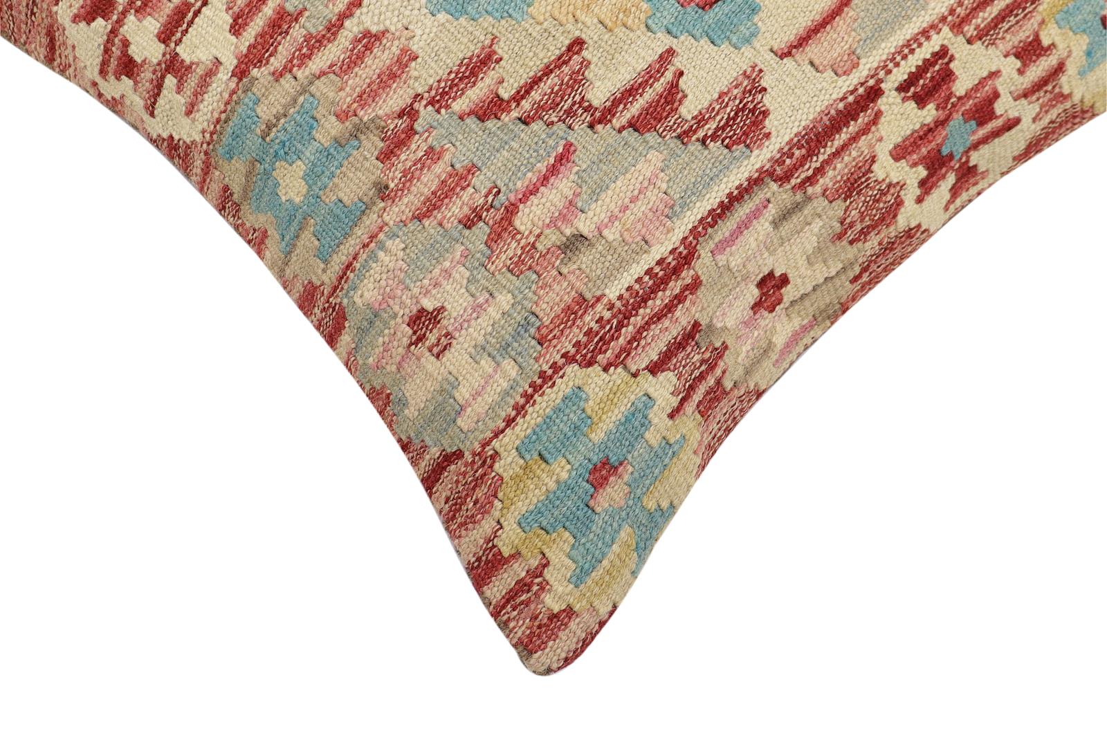handmade Traditional Pillow Red Beige Hand-Woven SQUARE 100% WOOL Hand woven turkish pillow2' x 2'