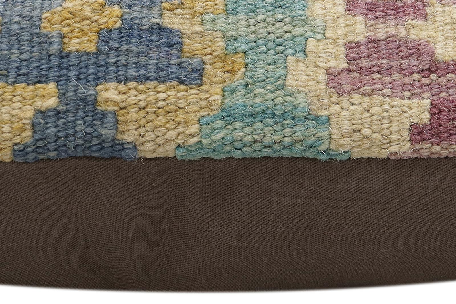 handmade Traditional Pillow Blue Red Hand-Woven SQUARE 100% WOOL Hand woven turkish pillow2' x 2'