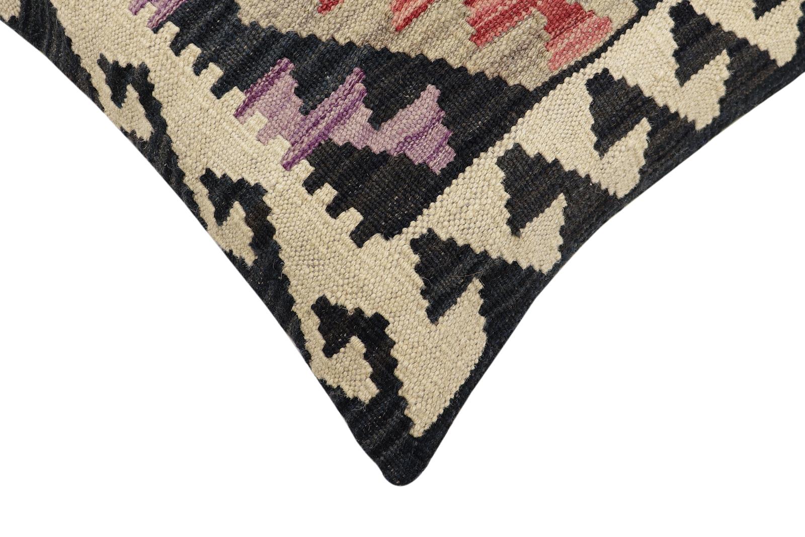 handmade Traditional Pillow Red Black Hand-Woven SQUARE 100% WOOL Hand woven turkish pillow2' x 2'