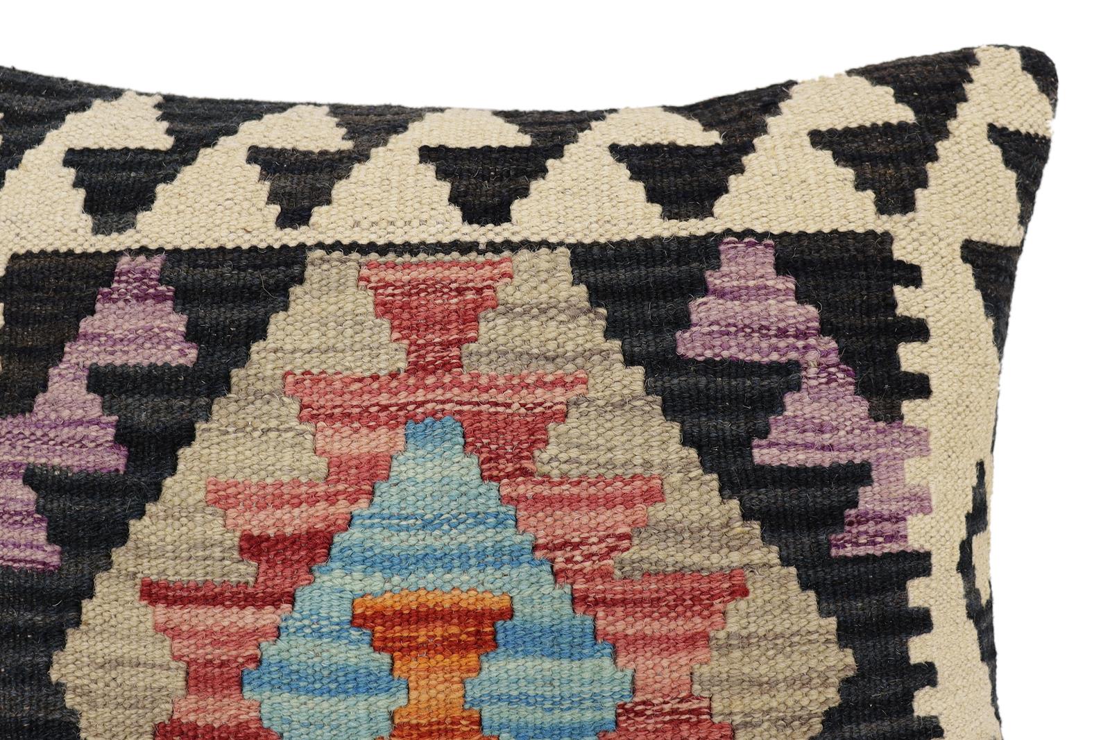 handmade Traditional Pillow Red Black Hand-Woven SQUARE 100% WOOL Hand woven turkish pillow2' x 2'