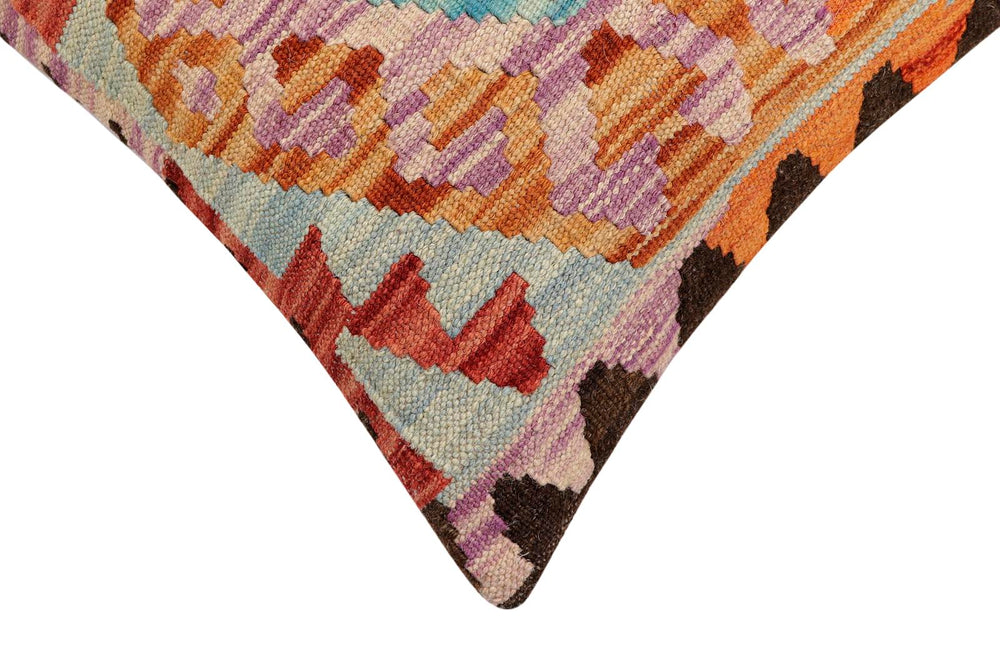 handmade Traditional Pillow Red Blue Hand-Woven SQUARE 100% WOOL Hand woven turkish pillow2' x 2'