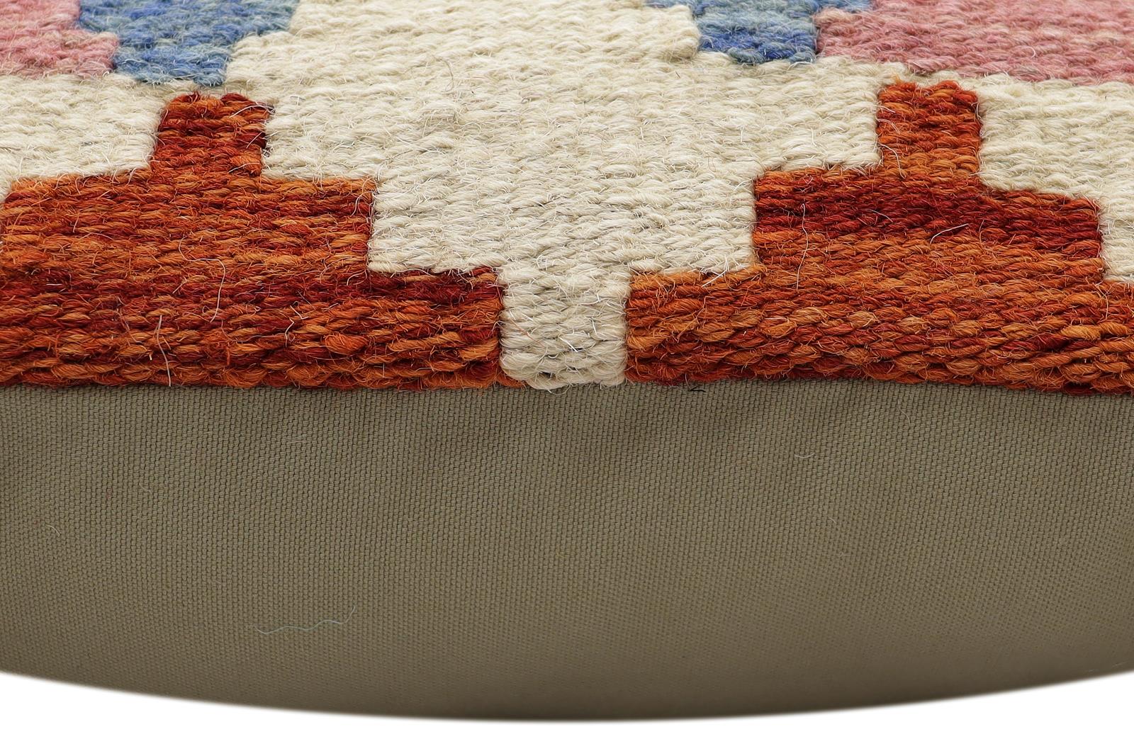 handmade Traditional Pillow Rust Beige Hand-Woven SQUARE 100% WOOL Hand woven turkish pillow2' x 2'