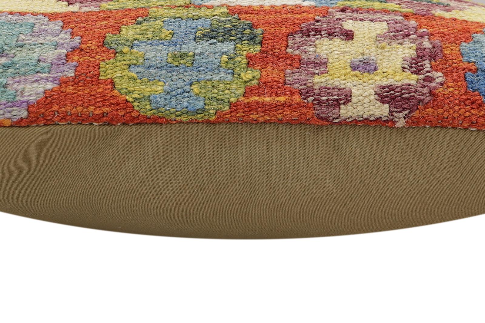 handmade Traditional Pillow Rust Blue Hand-Woven SQUARE 100% WOOL Hand woven turkish pillow2' x 2'