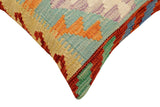 handmade Traditional Pillow Rust Blue Hand-Woven SQUARE 100% WOOL  Hand woven turkish pillow  2 x 2