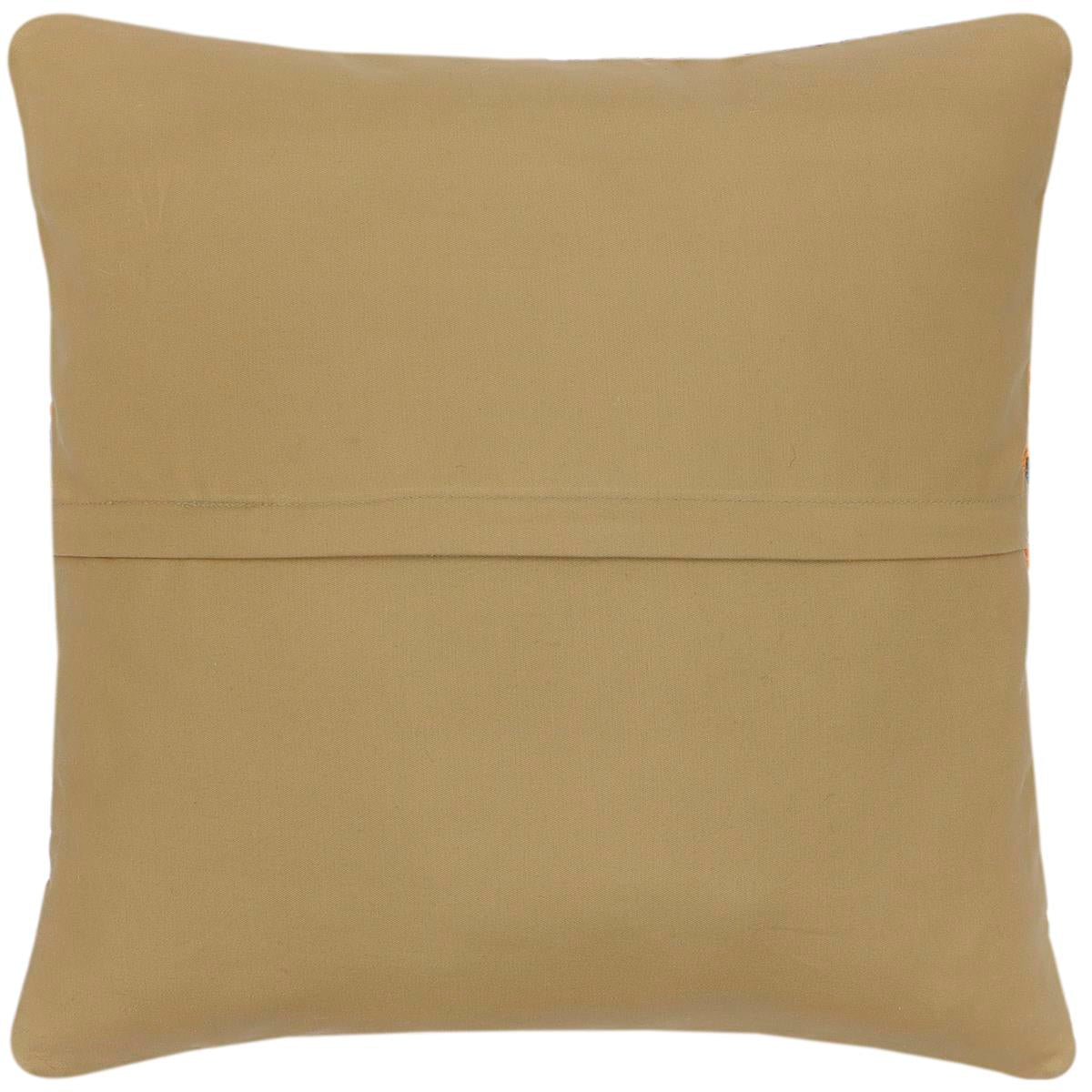 handmade Traditional Pillow Rust Blue Hand-Woven SQUARE 100% WOOL Hand woven turkish pillow2' x 2'