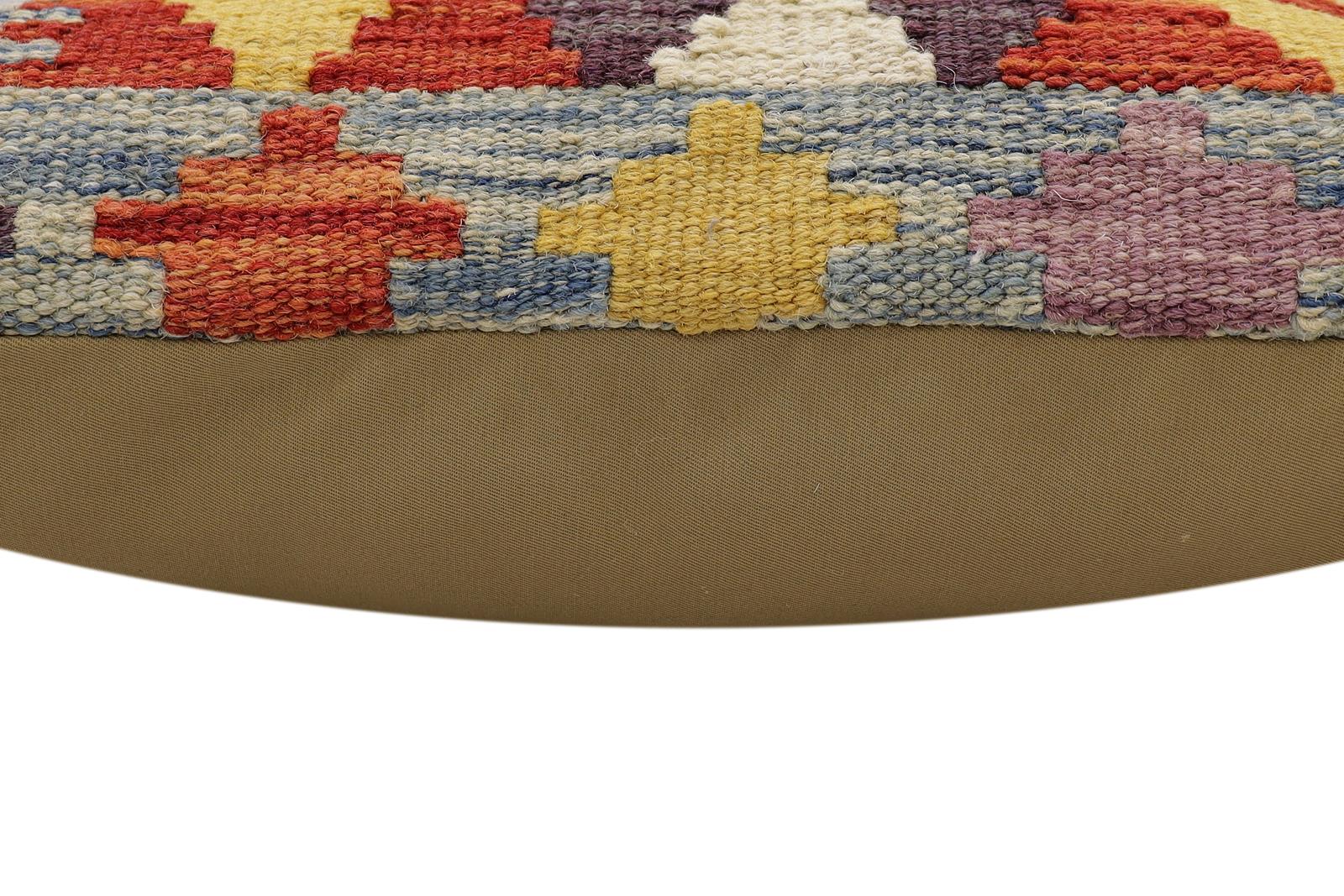 handmade Traditional Pillow Blue Rust Hand-Woven SQUARE 100% WOOL Hand woven turkish pillow2' x 2'