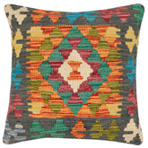 handmade Traditional Pillow Rust Charcoal Hand-Woven SQUARE 100% WOOL Hand woven turkish pillow2' x 2'