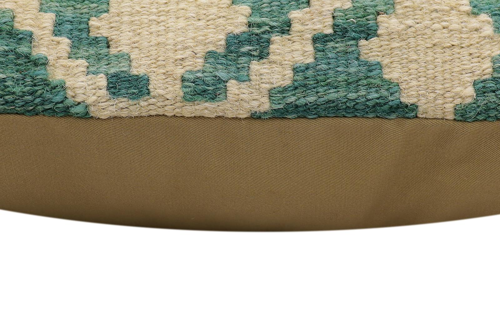 handmade Traditional Pillow Rust Blue Hand-Woven SQUARE 100% WOOL Hand woven turkish pillow2' x 2'