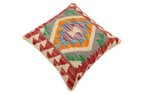 handmade Traditional Pillow Red Blue Hand-Woven SQUARE 100% WOOL Hand woven turkish pillow2' x 2'
