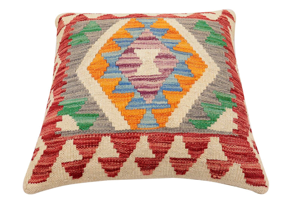 handmade Traditional Pillow Red Blue Hand-Woven SQUARE 100% WOOL Hand woven turkish pillow2' x 2'