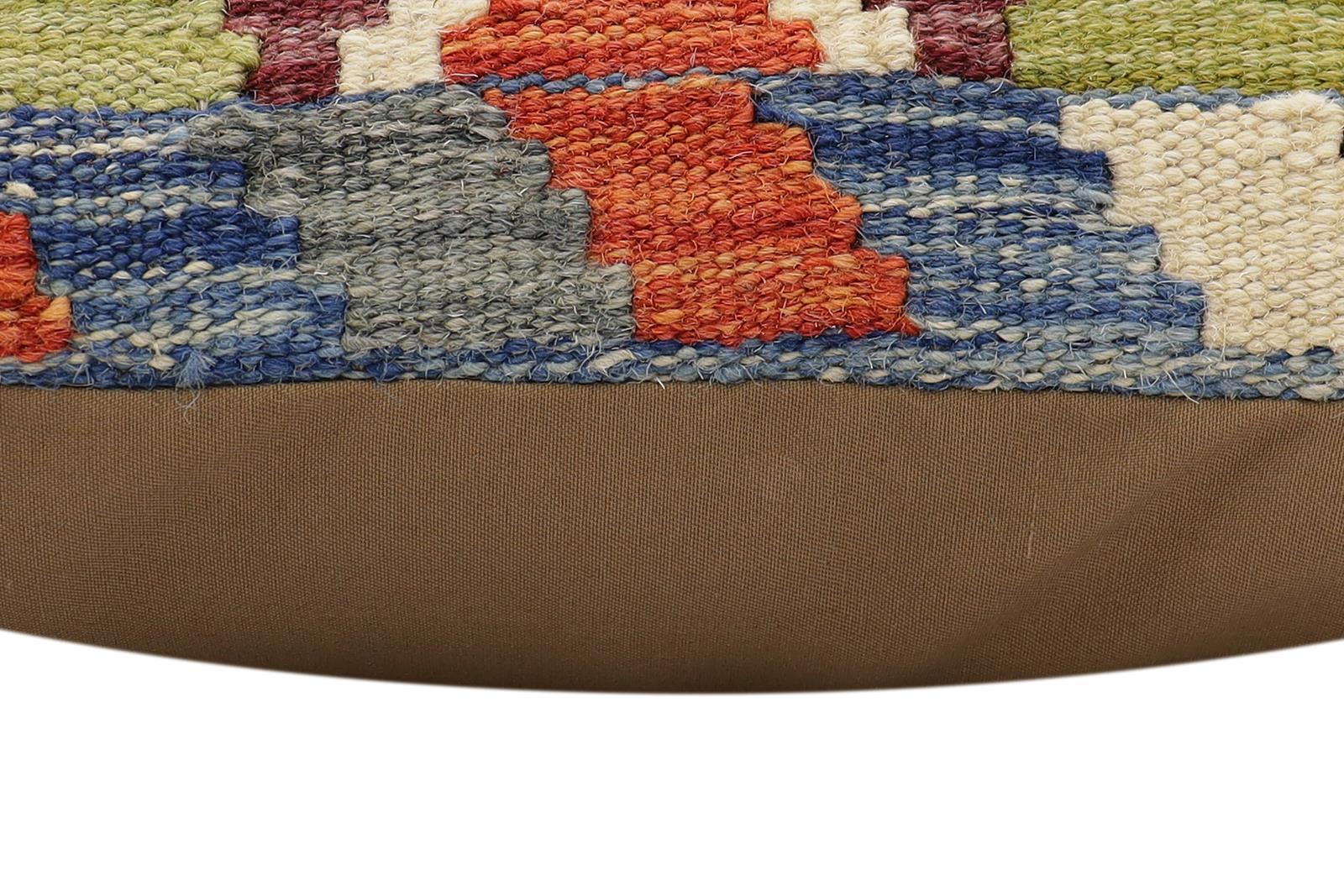 handmade Traditional Pillow Rust Blue Hand-Woven SQUARE 100% WOOL Hand woven turkish pillow2' x 2'