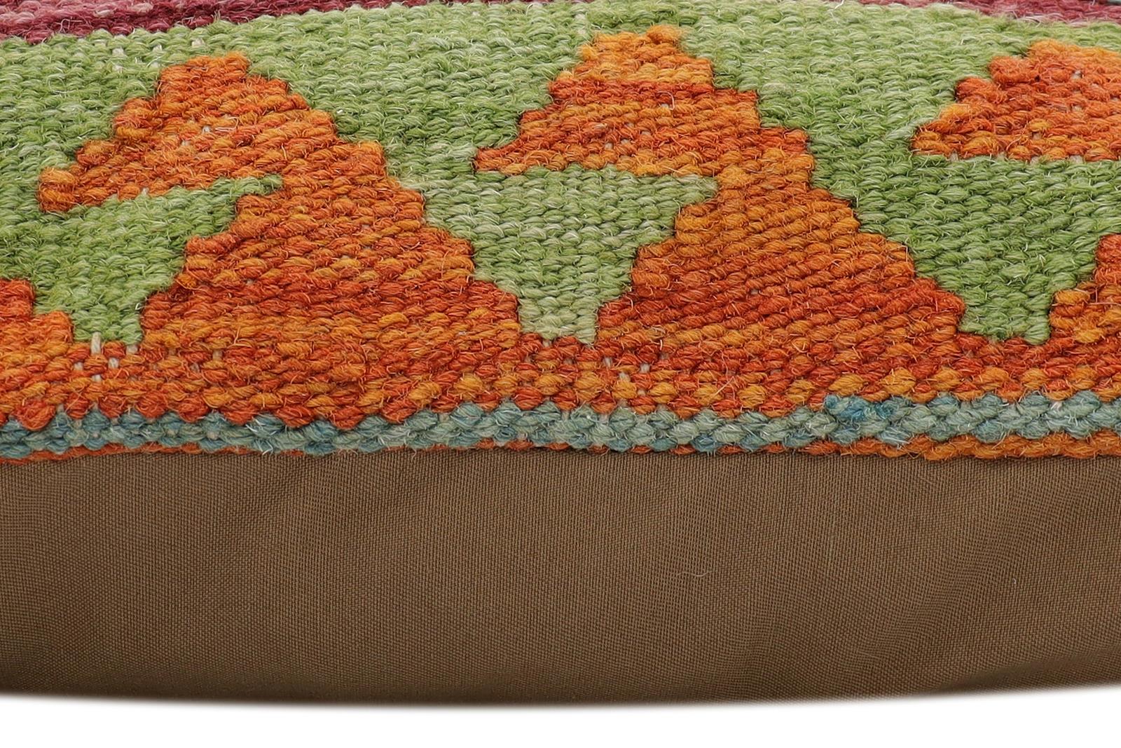 handmade Traditional Pillow Rust Blue Hand-Woven SQUARE 100% WOOL Hand woven turkish pillow2' x 2'