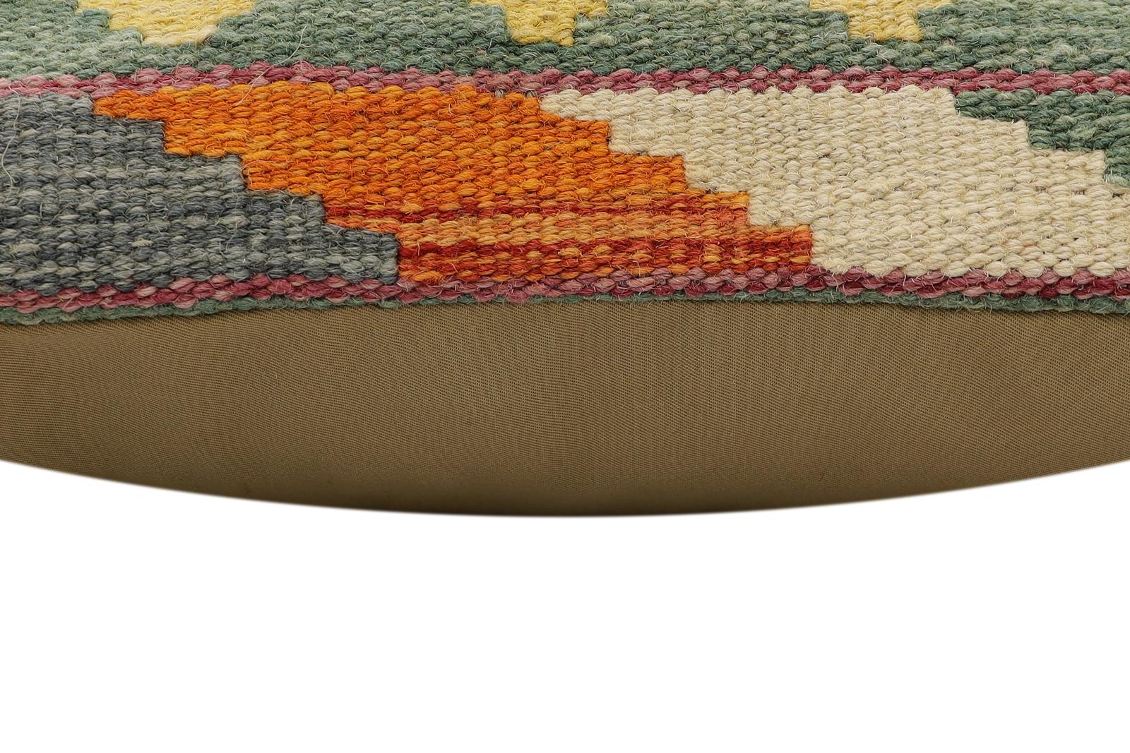 handmade Traditional Pillow Rust Blue Hand-Woven SQUARE 100% WOOL Hand woven turkish pillow2' x 2'