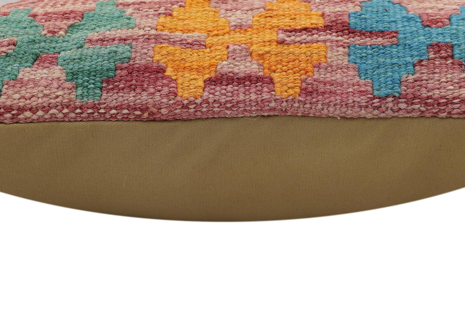 handmade Traditional Pillow Rust Blue Hand-Woven SQUARE 100% WOOL Hand woven turkish pillow2' x 2'