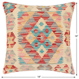 handmade Traditional Pillow Red Blue Hand-Woven SQUARE 100% WOOL Hand woven turkish pillow2' x 2'