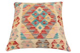handmade Traditional Pillow Red Blue Hand-Woven SQUARE 100% WOOL Hand woven turkish pillow2' x 2'