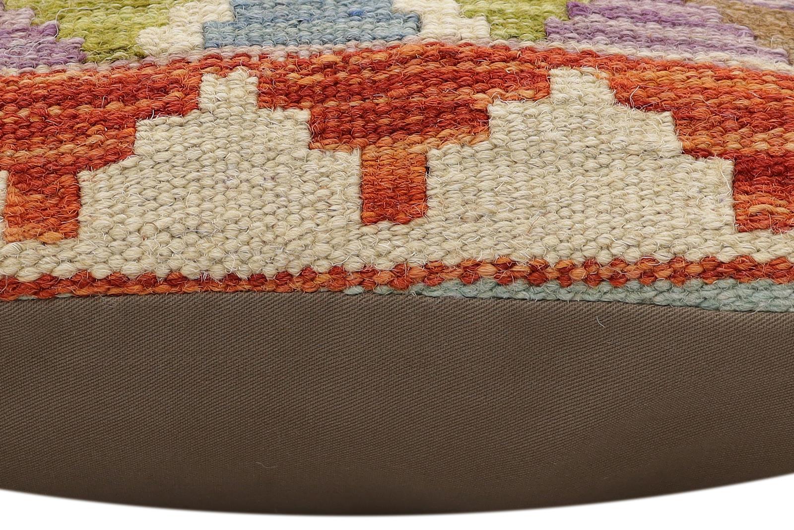 handmade Traditional Pillow Rust Blue Hand-Woven SQUARE 100% WOOL Hand woven turkish pillow2' x 2'