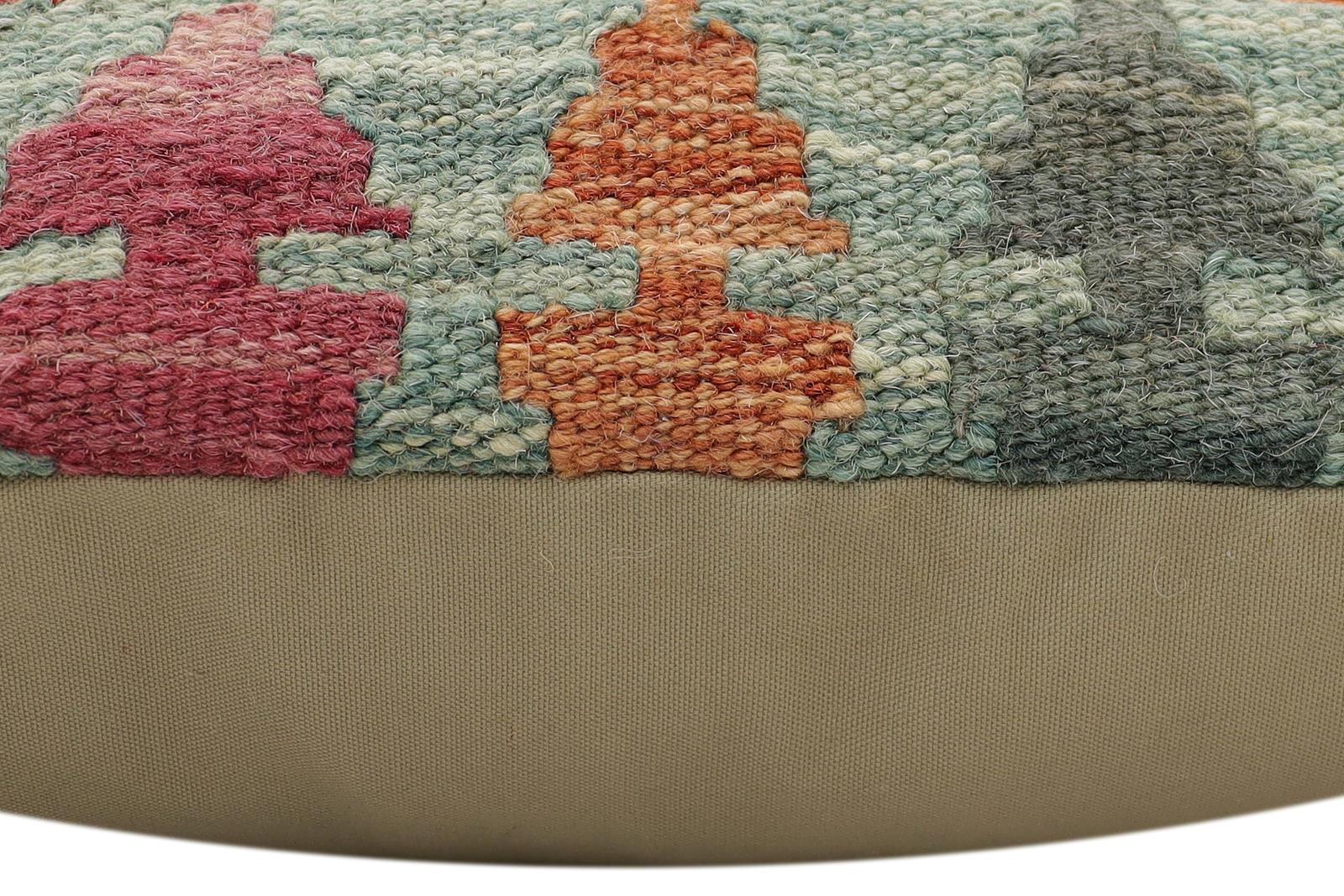 handmade Traditional Pillow Rust Blue Hand-Woven SQUARE 100% WOOL Hand woven turkish pillow2' x 2'